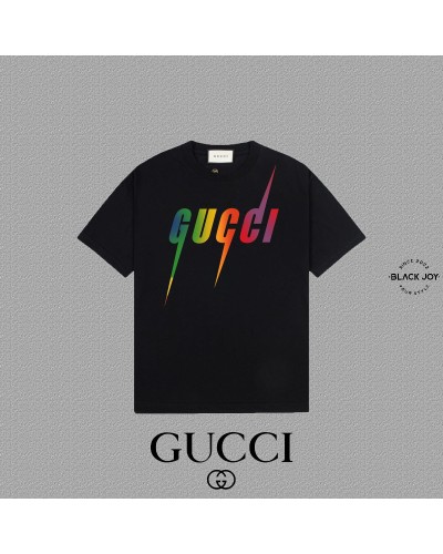 Gucci maglia cotone nera logo multicolor t shirt Gucci
