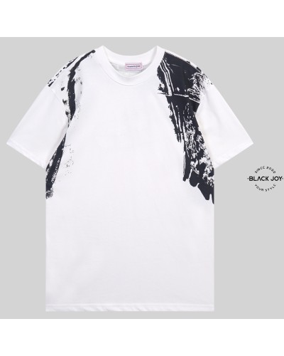 Alexander McQueen maglia puro cotone bianca con fantasia nera black and white