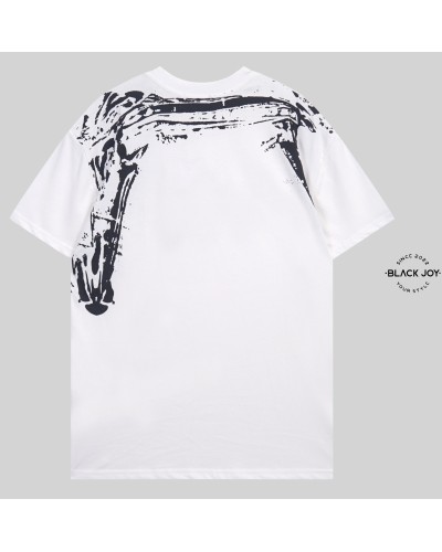 Alexander McQueen maglia puro cotone bianca con fantasia nera black and white