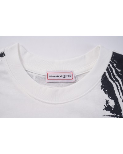 Alexander McQueen maglia puro cotone bianca con fantasia nera black and white