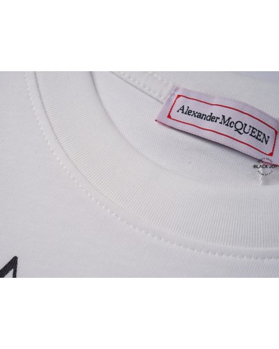 Alexander McQueen t shirt con scritte puro cotone bianca white Alexander McQueen