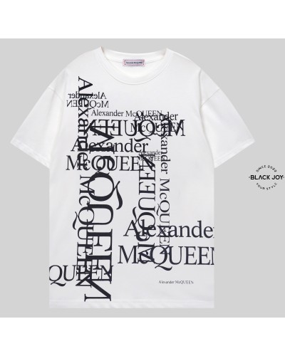 Alexander McQueen t shirt con scritte puro cotone bianca white Alexander McQueen