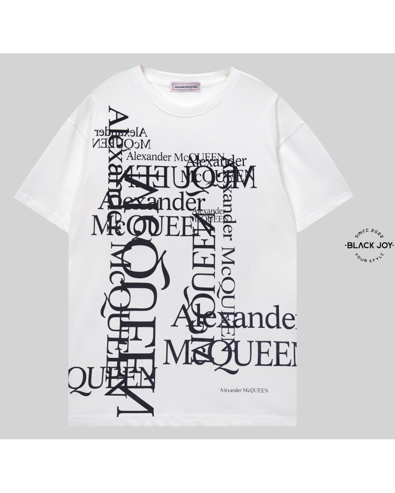 Alexander McQueen t shirt con scritte puro cotone bianca white Alexander McQueen