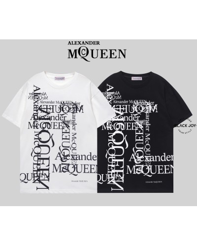 Alexander McQueen t shirt con scritte puro cotone bianca white Alexander McQueen