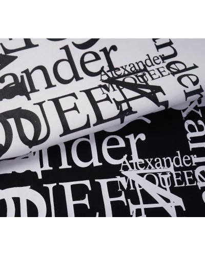 Alexander McQueen t shirt nera puro cotone scritte logo Alexander Mcqueen black