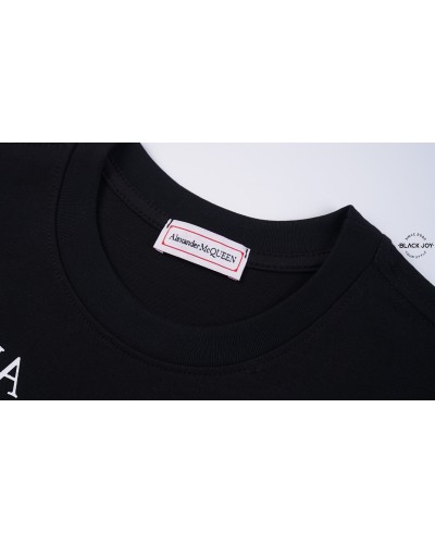 Alexander McQueen t shirt nera puro cotone scritte logo Alexander Mcqueen black
