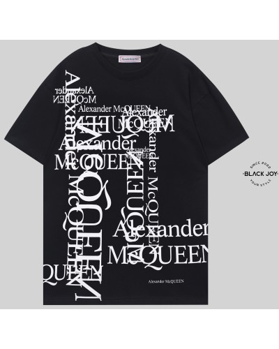 Alexander McQueen t shirt nera puro cotone scritte logo Alexander Mcqueen black