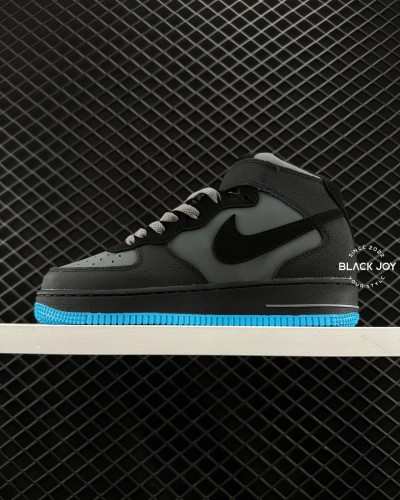 Nike air force mid 1 black camoscio blue