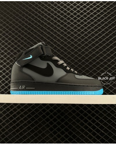 Nike air force mid 1 black camoscio blue