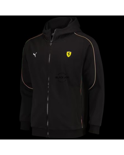 Felpa Ferrari nera con zip integrale e cappuccio Puma