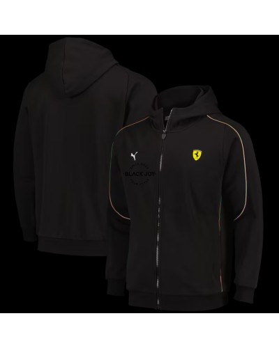 Felpa Ferrari nera con zip integrale e cappuccio Puma