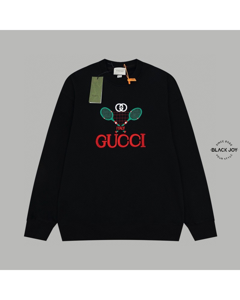Gucci felpa girocollo gucci tennis nera black unisex
